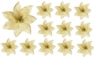 GWIAZDA BETLEJEMSKA ZŁOTA BROKATOWA POINSECJA 12 SZTUK