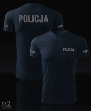 Koszulka T-shirt oddychająca - odblaskowa POLICJA