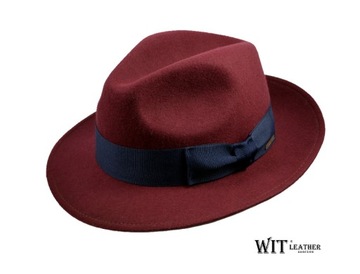 Kapelusz Fedora Alberto Bordowy Witleather Skoczów