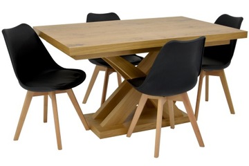 4 krzesła i stół X 90x140/210 cm fornir OŁTARZ