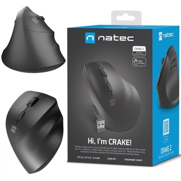 MYSZ WERTYKALNA ERGONOMICZNA NATEC CRAKE 2400DPI BLUETOOTH 5.2 + 2.4GHZ