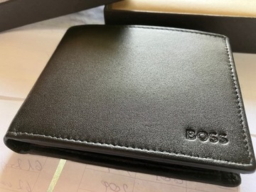 HUGO BOSS skórzany męski portfel skórzany NEW w pudełku BLACK -40%