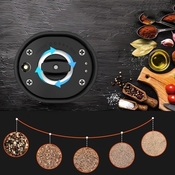 ЭЛЕКТРИЧЕСКАЯ МЕЛЬНИЦА ДЛЯ СОЛИ И ПЕРЦА, ЗАРЯЖКА от USB, СО СВЕТОДИОДНОЙ ПОДСВЕТКОЙ
