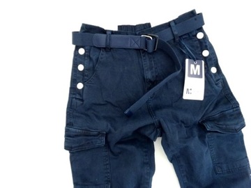 Włoskie jeansy BAGGY bojówki gnieciuchy guziki S