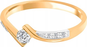 Złoty pierścionek zaręczynowy 585 duży brylant 16r klasyczny wzór prezent