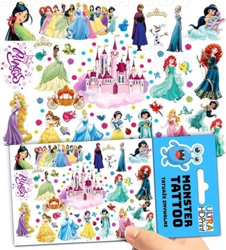 TATUAŻE ZMYWALNE TYMCZASOWE DLA DZIECI KSIĘŻNICZKI WZORY ORYGINALNE