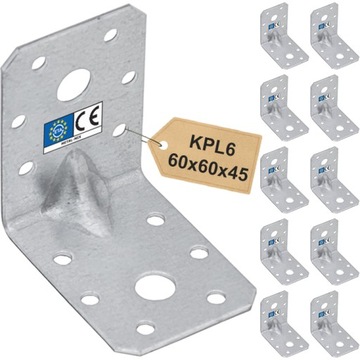 KPL6 KĄTOWNIK CIESIELSKI MONTAŻOWY Z PRZETŁOCZENIEM 60x60x45x2 10sztuk