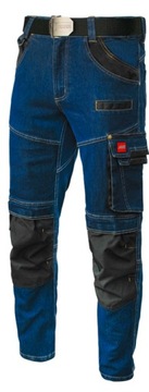 Spodnie ROBOCZE do pasa Jeansowe monterskie slimowane Stretch blue mocne S