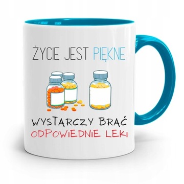 KUBEK BŁĘKITNY PIELĘGNIARKI ŻYCIE JEST PIĘKNE z Nadrukiem ze Zdjęciem
