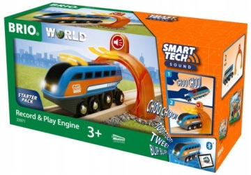KOLEJKA BRIO SMART TECH LOKOMOTYWA Z NAGRYWARKĄ TUNEL ŚWIATŁO DŹWIĘK 33971