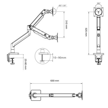 Регулируемый настольный держатель для ЖК-монитора 22–40 дюймов, твердый, сертифицированный