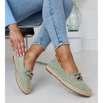 Zielone Skóra ekologiczna Buty Espadryle r.37