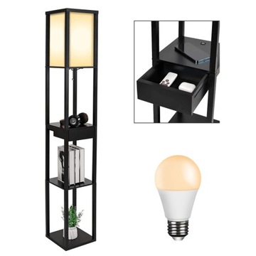 Lampa podłogowa Elecwish E27 8 W czarny 2 Usb