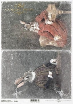 ITD Collection Decoupage Papier RYŻOWY R1814 Ludzie - Zające Wielkanoc A4