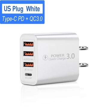 Szybka ładowarka 60 W typu C, wiele 4 portów, ładowarka USB do telefonu komórkowego QC 3.0