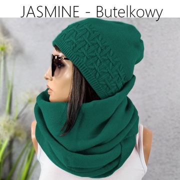 KOMPLET zimowy damski CZAPKA + KOMIN szal duży WYGODNY klasyczny 15 KOLORÓW