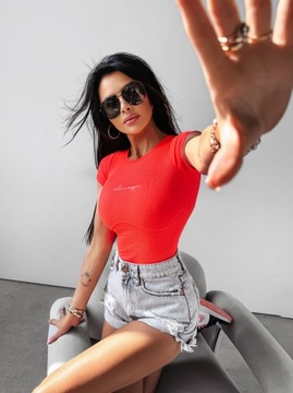 Боди OLAVOGA PEARL неоново-розового цвета - M