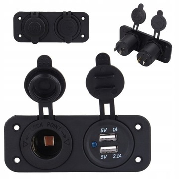 ŁADOWARKA USB 5V 2.1A/1A GNIAZDO HERMETYCZNE 12V