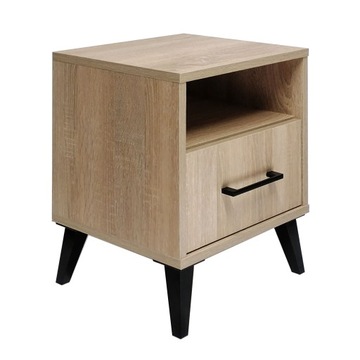 HIT Прикроватная тумбочка Прикроватная тумба Ящик с подсветкой Светодиодная лампа ДУБ ARTISAN
