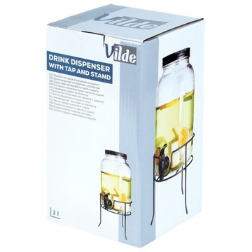 Банка НАПИТКИ, большая банка, стеклянный диспенсер, кран, кран, подставка, 3,2л