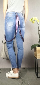 Spodnie jeans rurki z przetarciami rozm. M (38)