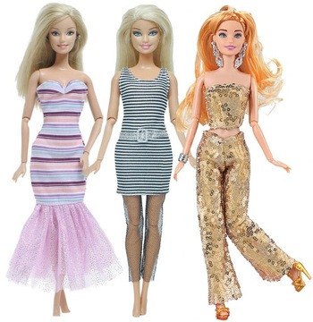 НАБОР ПЛАТЬЯ x3 КОМПЛЕКТ кукольной одежды, украшений, кукольной обуви, гардероба