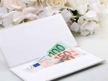 Денежный футляр - Белый - Цветы - 10,5 x 19,5 см