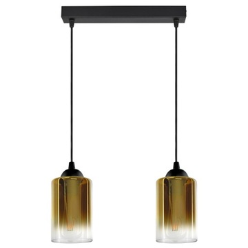 Lampa Wisząca Dwie Tuby Złote Transparentne LED