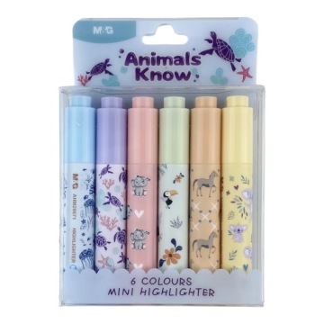 Текстовий маркер міні Pastel 6 кольорів Animals