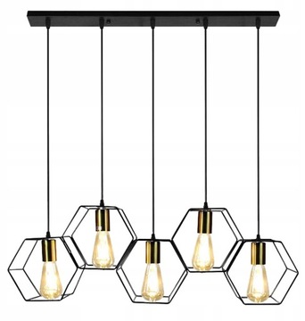 Lampa Wisząca 3D Druciana Plaster Miodu Czarna