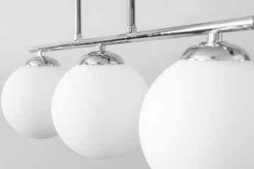 СОВРЕМЕННАЯ ПОТОЛОЧНАЯ ЛЮСТРА ПОДВЕСНОЙ СВЕТИЛЬНИК ХРОМ БЕЛЫЕ ШАРИКИ LOFT LED