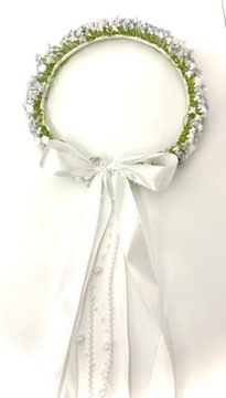 Причастный венок из искусственного гипса, синего и белого цвета.