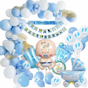 ZESTAW GIRLANDA BALONOWA NIEBIESKA BALONY ŁUK DEKORACJE BABY SHOWER CHŁOPCA