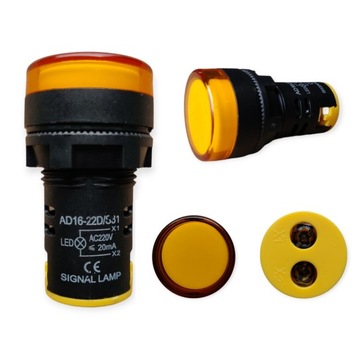 LAMPKA KONTROLKA LED ŻÓŁTA STEROWNICZA 230V 22MM