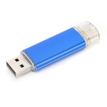 Мини-металлический USB-накопитель 4 Гб ярко-синего цвета с двойной OTG-головкой CW10050