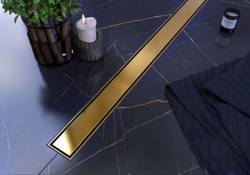 SANITLINE Линейный слив ЗОЛОТО / ЛАТУНЬ 2В1 ДЛЯ ПЛИТКИ ИЛИ ГЛАДКОЙ 70см PL