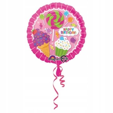 BALON FOLIOWY SŁODKOŚCI ''HAPPY BIRTHDAY'' Q43CM