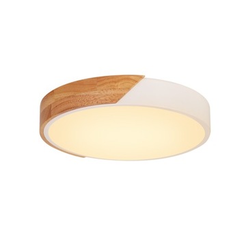 LAMPA SUFITOWA PLAFON LED OKRĄGŁE DREWNO 2040LM Biały 24W 30cm 3000K