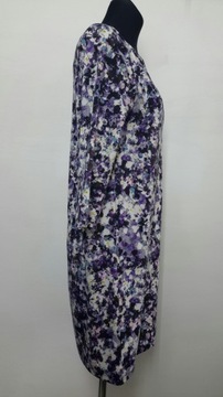 H&M S/M 36 elegancka sukienka w kwiaty trapezowa przed kolano rękaw 3/4