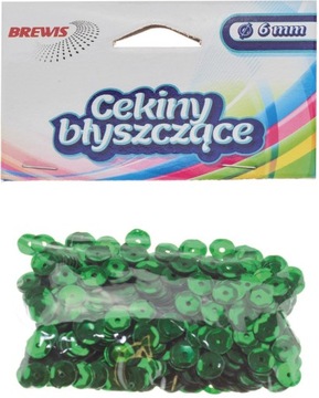 CEKINY BŁYSZCZĄCE ozdobne kreatywne 6mm zielone