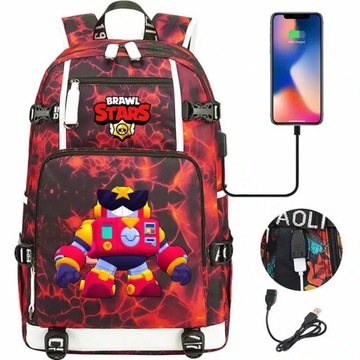 Domyślny plecak Surge Brawl Stars z ładowaniem USB. Duża pojemność