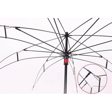 Перевернутый зонт из ткани с двойным рисунком.