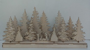 3D Рождественский вертеп с елками