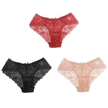 3x MAJTKI KORONKOWE Figi Bawełniane JAKOŚĆ - M/L