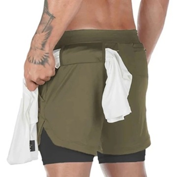 Camo Black Gym Men 2 in 1 Sports Jogging Shorts Sq