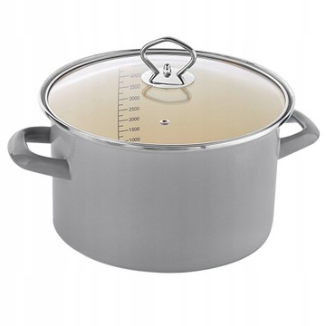 Niemiecki Garnek emaliowany z pokrywką Ceraflon 20cm 2,7L SZARY