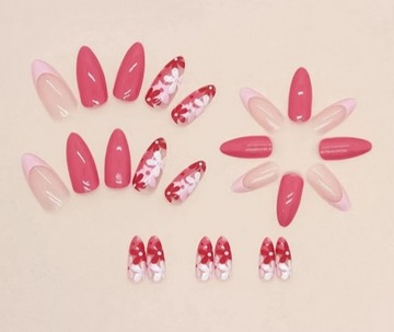 ИСКУССТВЕННЫЕ НОГТИ РОЗОВЫЙ МИНДАЛЬ ФРАНЦУЗСКИЙ ЦВЕТНЫЕ НОГТИ, САМОКЛЕЯЩИЕСЯ, 24 ШТ.