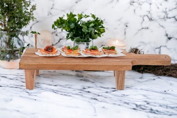 Кухонная сервировочная доска для закусок, деревянный поднос из акации, 38x11 см