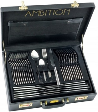 AMBITION ZESTAW PRATO SZTUĆCE 72set 12osób WALIZKA