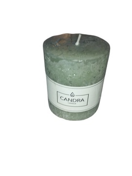 Świeca prosta 6,8x8 cm CANDRA CANDLE bezzapachowa zielona 30h